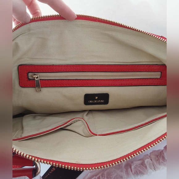 Ora Delphine Red Bag Crossbody Purse Gold Accents NWT - Picture 7 of 14